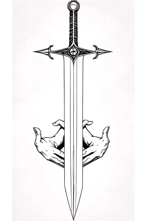 Long Sword With Devine Intervention Hands And Compass