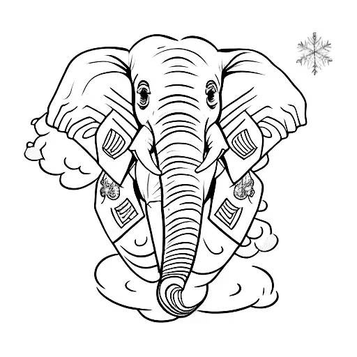 A Minimalist Tattoo Of An Elephant Wearing Snow White's Iconic Dress