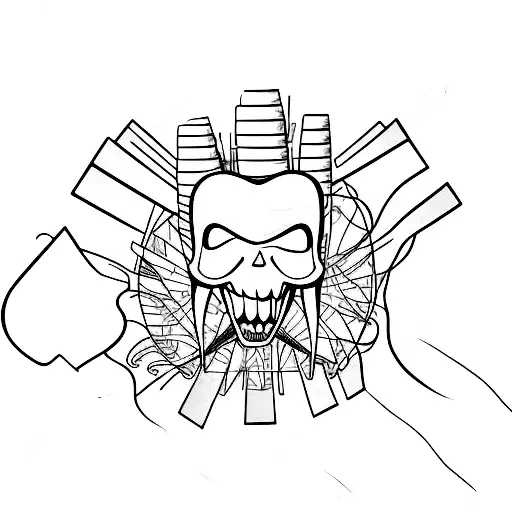 Abstract Representation Of A Tooth In A Dark And Clean Style