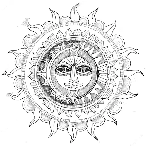Sun And Moon In Mandala Art