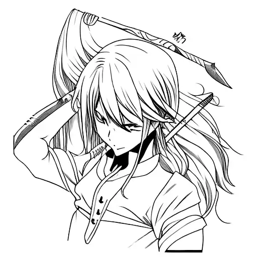 A Fierce Anime Warrior Surrounded By Chocolate Bars