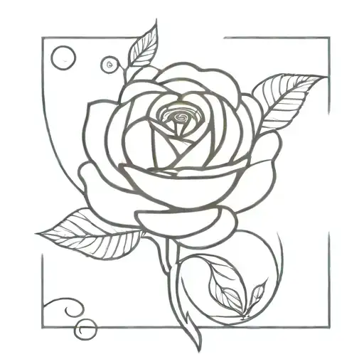 A Minimalist Tattoo Design Of A Rose Intertwined With Musical Notes