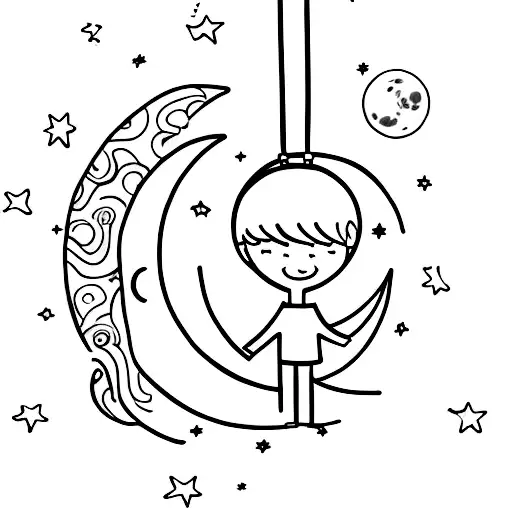 Mom And Son Hanging From Moon