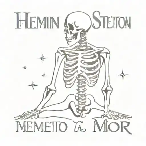 Human Skeleton With Inscription Memento Mori Memento Vivere