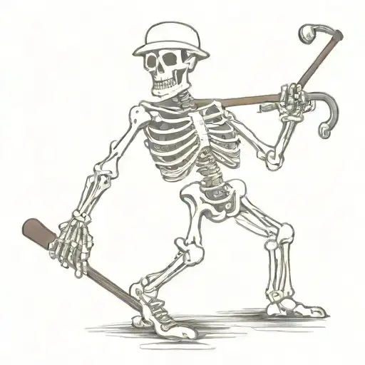 Skeleton Golfer Cigar Smoking Skeleton Man