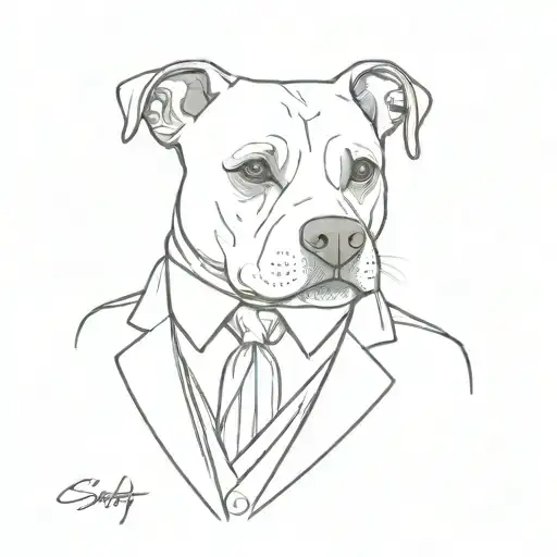 Staffy Dog In A Suit Chest