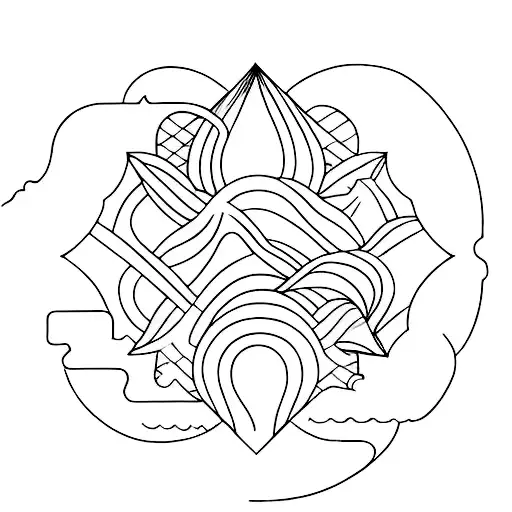 A Minimalist Tattoo Of A Mountain Range Reflecting On A Serene Lake