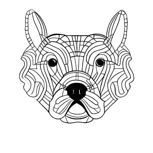 A Minimalist Dog Silhouette Watching The Sunset On The Beach