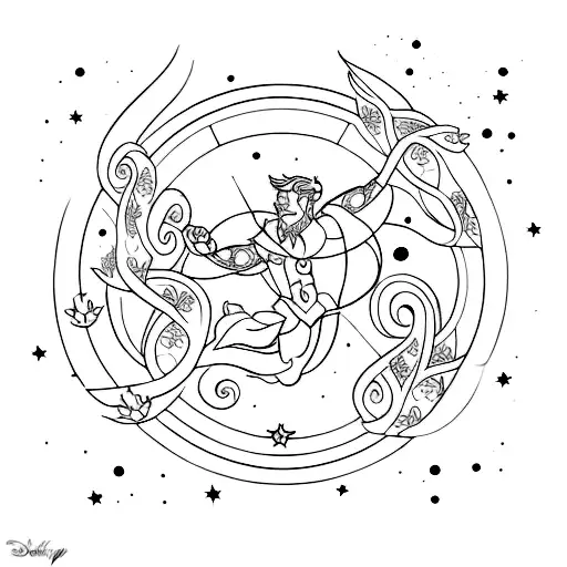 A Fineline Tattoo Of A Vine Creating The Constellation Of Disney Character Hercules