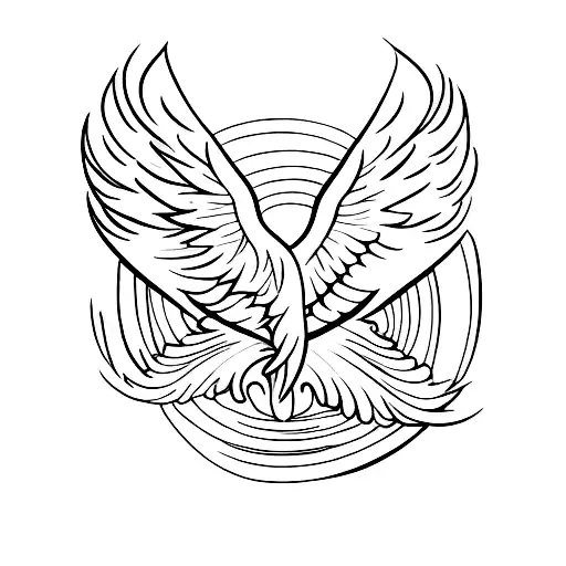Phoenix With Spread Wings Horizontally