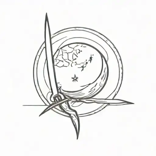 A Knife Passing Through The Middle Of The Moon And The Tip Of The Knife Is Crooked