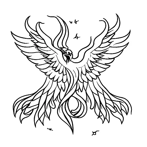 Phoenix With Spread Wings With Head Center