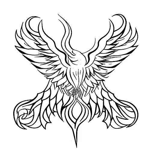 Phoenix With Spread Wings With Head Center