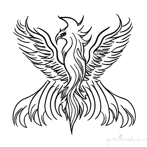 Phoenix With Spread Wings With Head Center