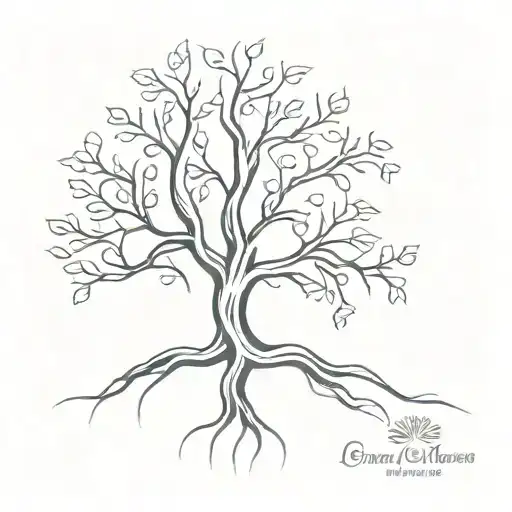 A Minimalist Design Of A Family Tree With Roots Intertwined Symbolizing Love And Connection