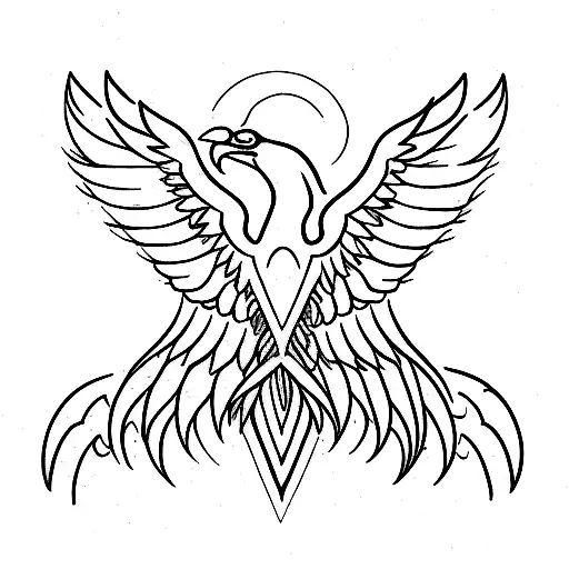Phoenix With Spread Wings With Head Center