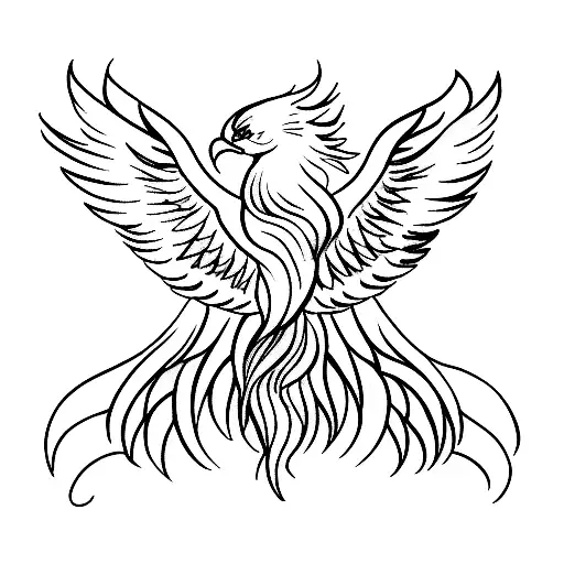 Phoenix With Spread Wings With Head Center