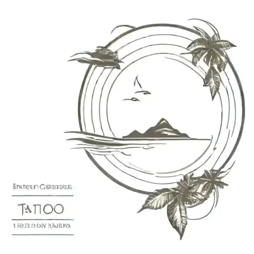 Vinyl Record With Island Beach In The Middle