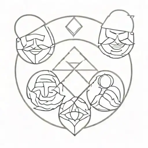 Berber Symbol Father With His Two Daughters