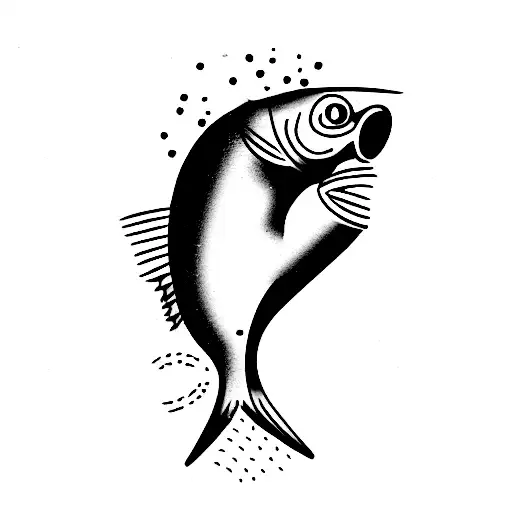 Man With Fish Head Blown By The Wind