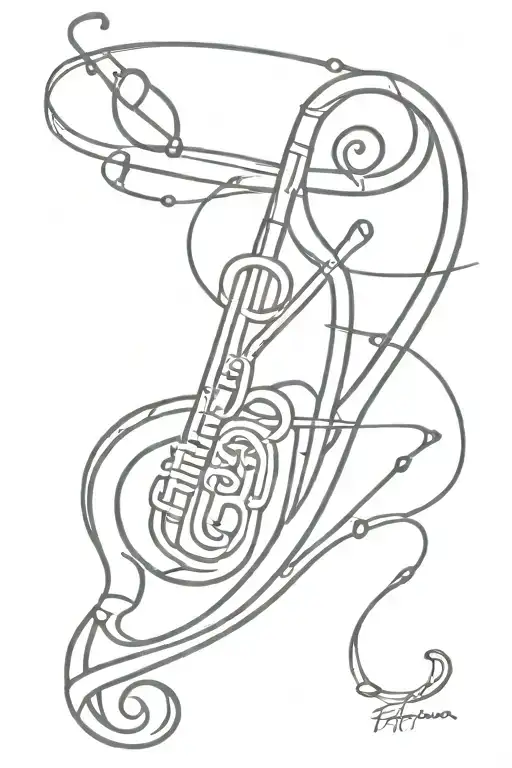 Euphonium Releasing Music Notes Intertwined