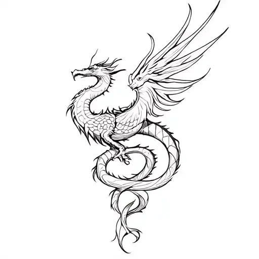 Phoenix And Dragon That Can Twist Around The Arm