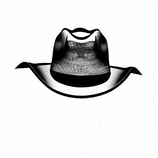 Cute Cowboy Hat Drawn Only In Line