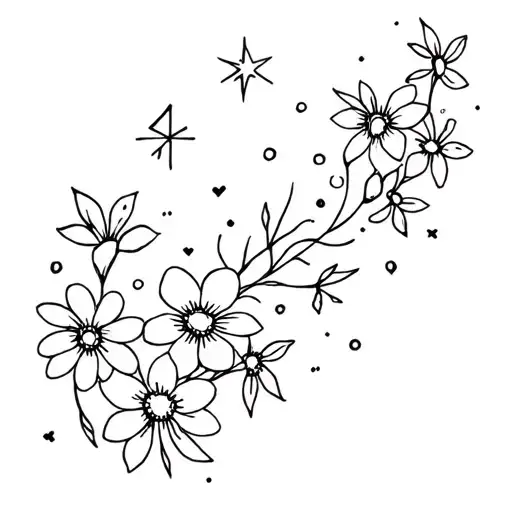 Flowers And Stars In A Galaxy