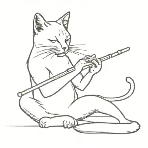 Cat Playing The Flute