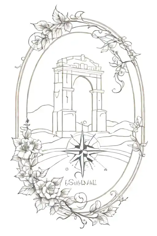 Arch Monument With Vine And Compass
