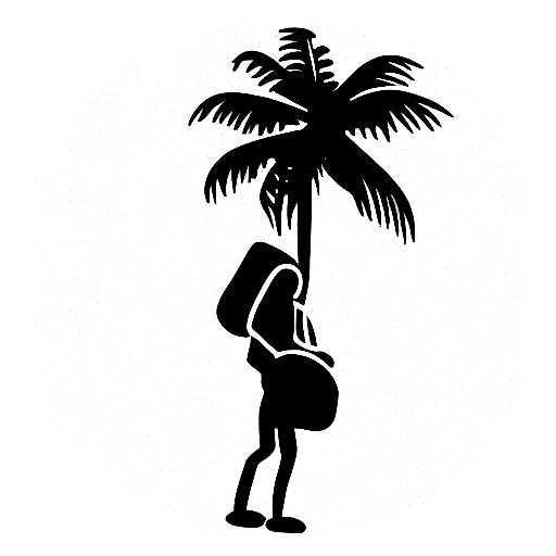 Sad Kid Feeling Depressed Under Coconut Tree With School Bag