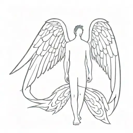 Full Body Man With Angel Wings