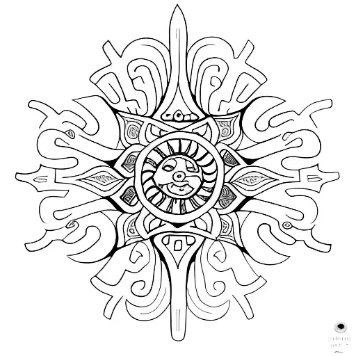 Sun With Maori-inspired Koru Patterns