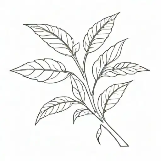 A Minimalist Tattoo Of A Coffee Plant Intertwined With The Flag Of Puerto Rico
