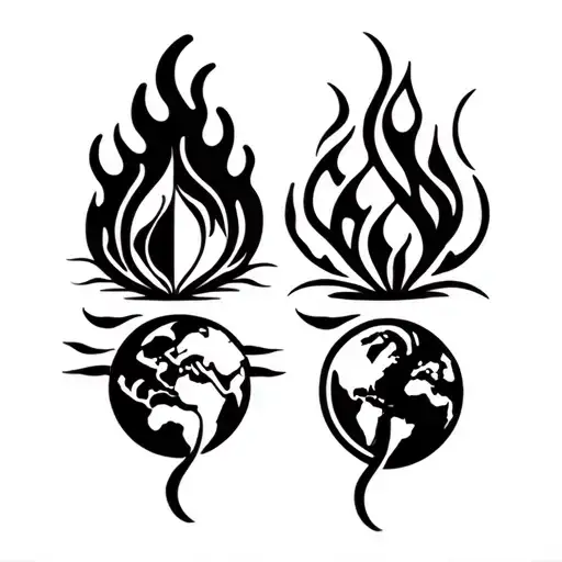 4 Matching Tatoo Design 4 Elements Air Fire Water Earth