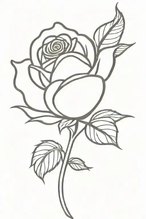 One Line Rose With Name Freya In The Stem