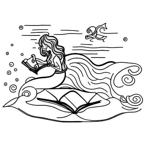 A Mermaid Reading A Book Underwater