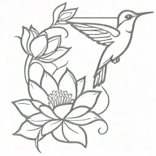 Hummingbird And Water Lily