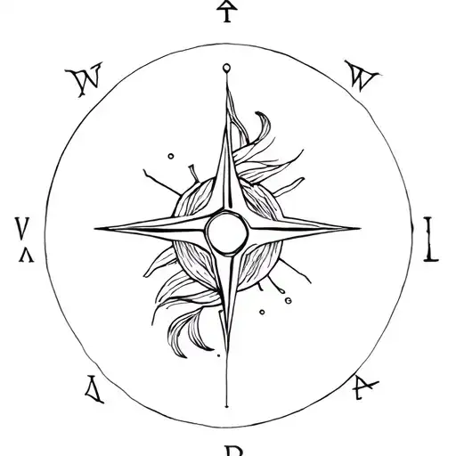 Pisces Zodiac Sign With Wind Rose