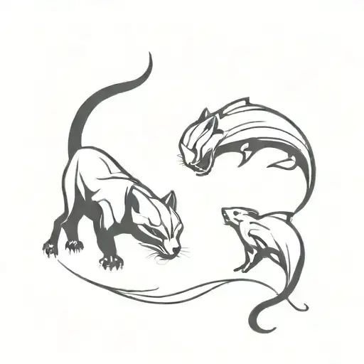 Black Panther And Manta Ray Silhouette Instead