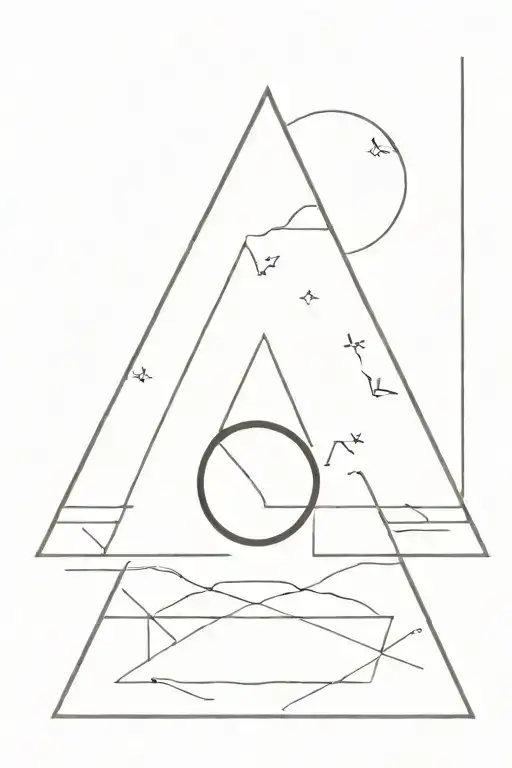A Downwards Facing Triangle With A Moon In The Middle