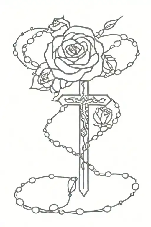 Rosary Beads Cross And Roses
