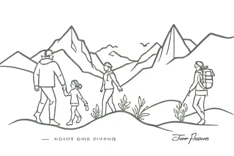 Mountain Hiking Father Daughter