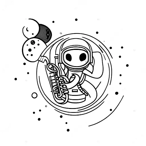 An Astronaut Playing A Saxophone On A Moonlit Autumn Night