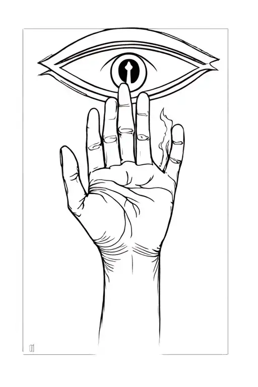 A Hand Emerging From A Grave And The Eye Of Rah Egyptian God