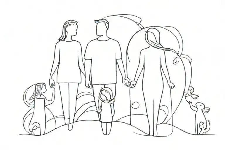 Abstract Family Of 4 Silhouette
