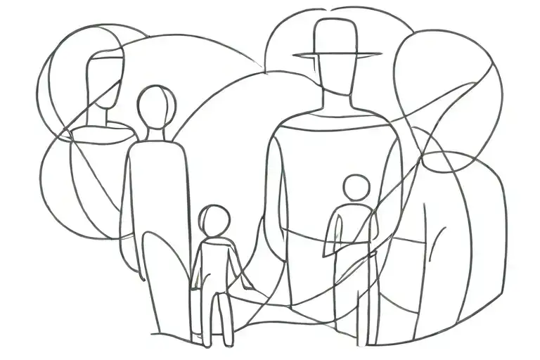 Abstract Family Of 4 Silhouette 2 Kids Rennie Mackintosh