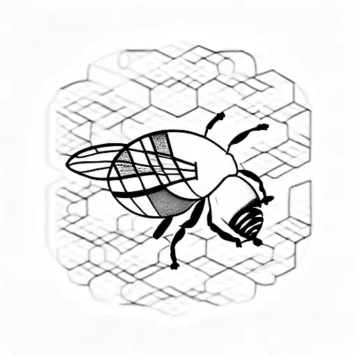 A Minimalist Tattoo Of A Bee And A Lavender Sprig Intertwined