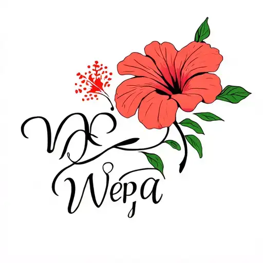 Hibiscus Flower And Vine Creating Word Wepa