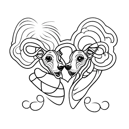 Two Italian Greyhound Heads Forming A Heart